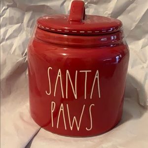 Rae Dunn Santa paw red canister